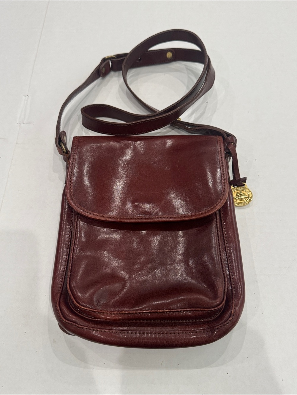 Vintage Brahmin Vachetta Leather Crossbody Messenger Bag Unisex